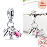925 Silver Pink Octopus Turtle Sea Shell Dangle Bracelet