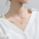 925 Sterling Silver Airplane Pendant Necklace CZ Crystal Tiny Dainty Jewelry