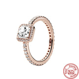 925 Silver Princess Tiara Crown CZ Ring Women Engagement Rose Jewelry
