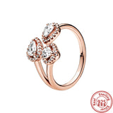 925 Silver Princess Tiara Crown CZ Ring Women Engagement Rose Jewelry