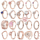 925 Silver Princess Tiara Crown CZ Ring Women Engagement Rose Jewelry