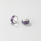 925 Silver Purple Ear Cuffs Non-Pierced Earrings