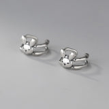 925 Silver Rabbit Double Layered Ear Cuffs Retro Thai Silver Cartilage Earrings