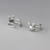 925 Silver Rabbit Double Layered Ear Cuffs Retro Thai Silver Cartilage Earrings