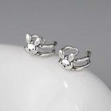 925 Silver Rabbit Double Layered Ear Cuffs Retro Thai Silver Cartilage Earrings