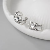 925 Silver Rabbit Double Layered Ear Cuffs Retro Thai Silver Cartilage Earrings