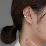 925 Silver Rabbit Double Layered Ear Cuffs Retro Thai Silver Cartilage Earrings