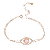 925 Silver Rainbow CZ Double Link Bracelet Evil Eye Lucky Jewelry