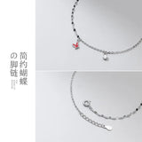 925 Silver Red Butterfly Anklets Chain for Women