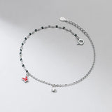 925 Silver Red Butterfly Anklets Chain for Women