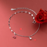 925 Silver Red Butterfly Anklets Chain for Women