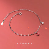 925 Silver Red Butterfly Anklets Chain for Women