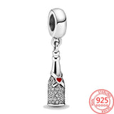 925 Silver Red Enamel Wine Bottle Charm