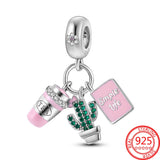 925 Silver Red Enamel Wine Bottle Charm