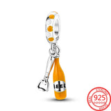 925 Silver Red Enamel Wine Bottle Charm