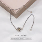 925 Silver Daisy Pendant Anklet - Statement Female Anklet
