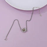 925 Silver Daisy Pendant Anklet - Statement Female Anklet
