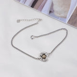 925 Silver Daisy Pendant Anklet - Statement Female Anklet