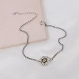 925 Silver Daisy Pendant Anklet - Statement Female Anklet