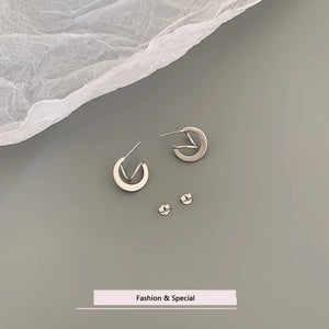 925 Sterling Silver Retro Matte Ear Studs Female Small Silver Ear Ring