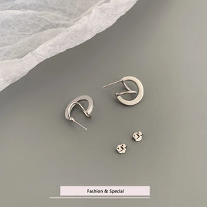925 Sterling Silver Retro Matte Ear Studs Female Small Silver Ear Ring