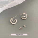 925 Sterling Silver Retro Matte Ear Studs Female Small Silver Ear Ring