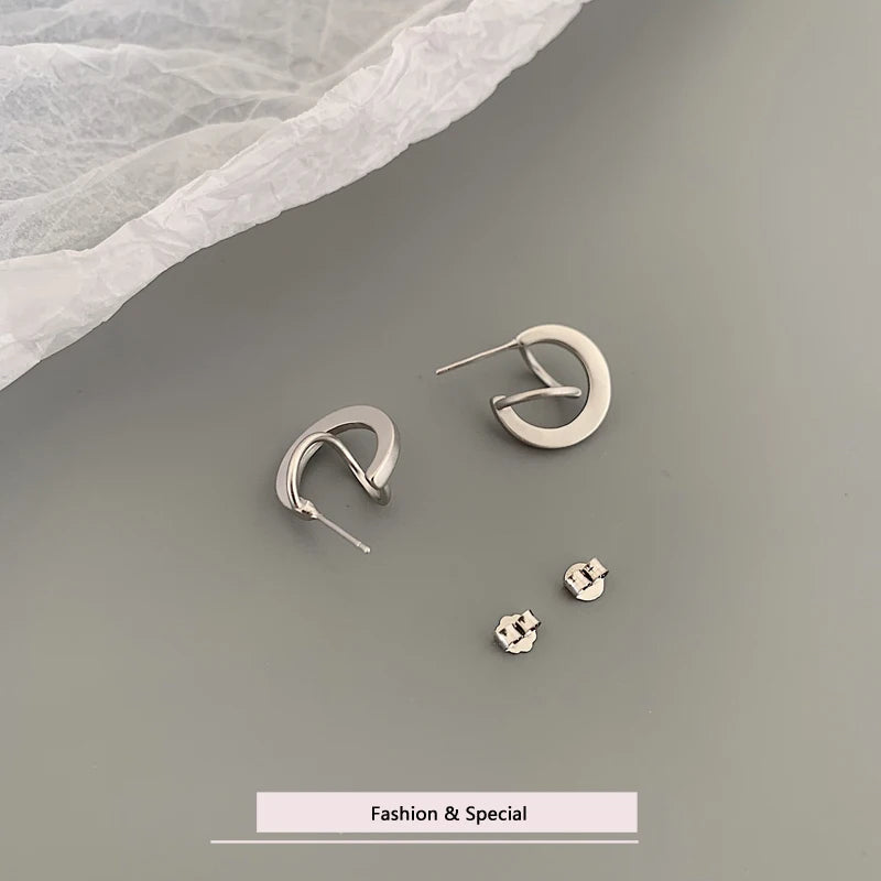 925 Sterling Silver Retro Matte Ear Studs Female Small Silver Ear Ring