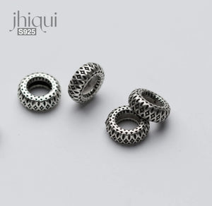 925 Sterling Silver Retro Spacer Beads for DIY Bracelet Necklace