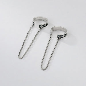 925 Silver Tassel Ear Cuff Wraps Vintage Thai Silver Non-pierced Earrings