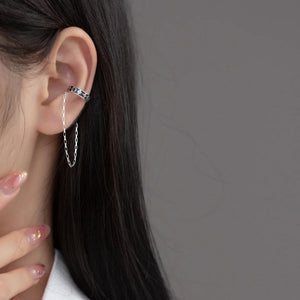 925 Silver Tassel Ear Cuff Wraps Vintage Thai Silver Non-pierced Earrings