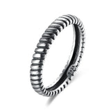 925 Silver Retro Thai Twill Finger Rings for Women Men Couple's Stack-able