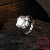925 Silver Geometric Pearl Irregularity Ring Women Wedding Jewelry