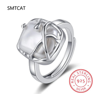 925 Silver Geometric Pearl Irregularity Ring Women Wedding Jewelry