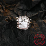 925 Silver Geometric Pearl Irregularity Ring Women Wedding Jewelry