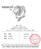 925 Silver Geometric Pearl Opening Ring Women's Wedding Jewelry