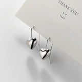 925 Silver Romantic Love Heart Earrings Fine Jewelry Heart Drop Earrings