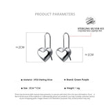 925 Silver Romantic Love Heart Earrings Fine Jewelry Heart Drop Earrings