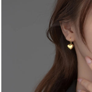 925 Silver Romantic Love Heart Earrings Fine Jewelry Heart Drop Earrings