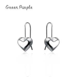 925 Silver Romantic Love Heart Earrings Fine Jewelry Heart Drop Earrings