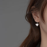 925 Silver Romantic Love Heart Earrings Fine Jewelry Heart Drop Earrings