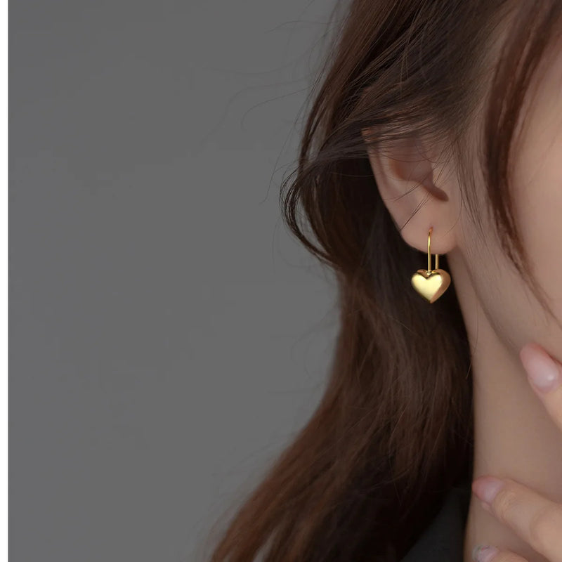925 Silver Romantic Love Heart Earrings Fine Jewelry Heart Drop Earrings