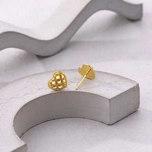 925 Sterling Silver Love Hearts Stud Earrings Vintage Style Women Fine Jewelry
