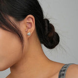 925 Sterling Silver Love Hearts Stud Earrings Vintage Style Women Fine Jewelry