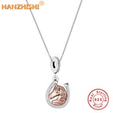 925 Silver Rose Horse Pendant Necklace Jewellery Anniversary Gift