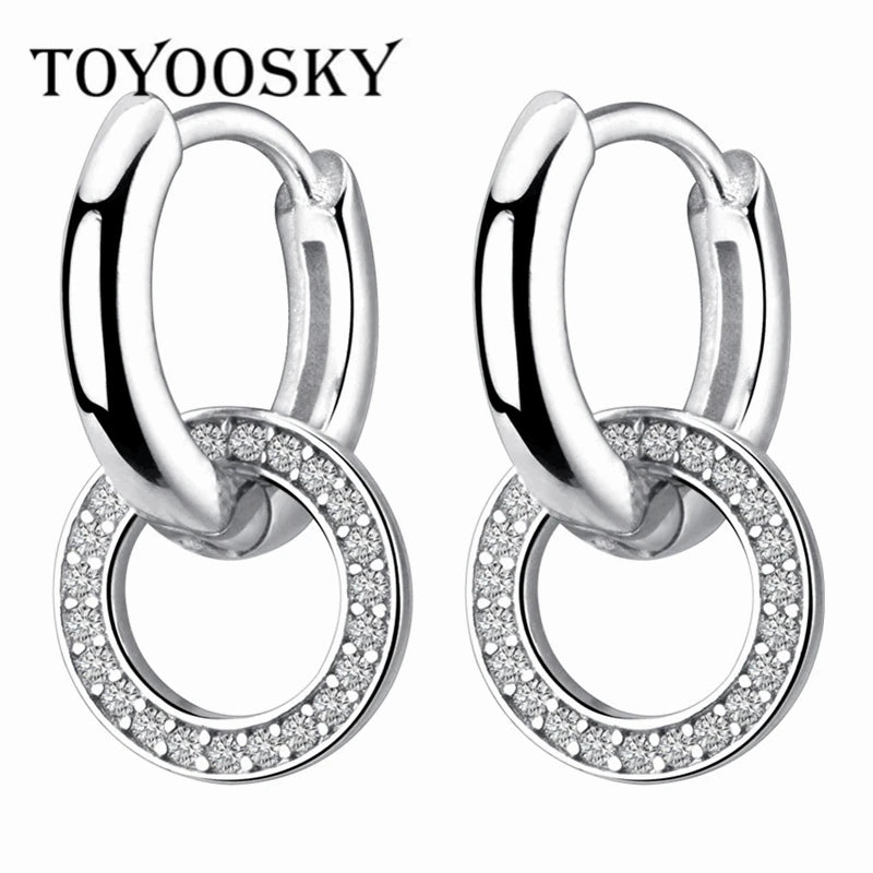 925 Silver Rose Gold Round Ear Clip Earrings for Women