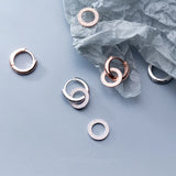 925 Silver Rose Gold Round Ear Clip Earrings for Women
