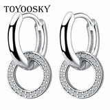 925 Silver Rose Gold Round Ear Clip Earrings for Women