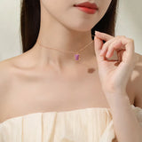 925 Silver Rose Quartz Love Bear Pendant Necklace Romantic Jewelry