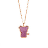 925 Silver Rose Quartz Love Bear Pendant Necklace Romantic Jewelry