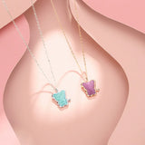 925 Silver Rose Quartz Love Bear Pendant Necklace Romantic Jewelry